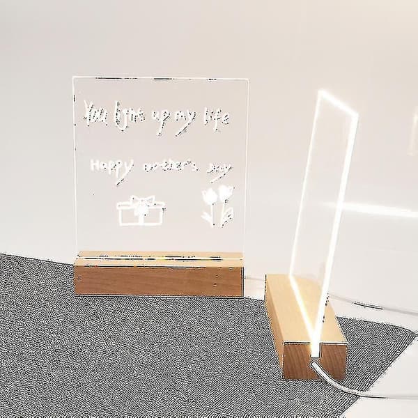 Led Akryl DIY Melding Nattlys Skrivebord Lysende Memo Notat Tavle（trikromatisk lys）