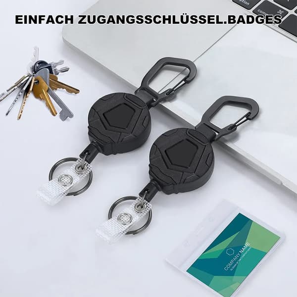 2-pack Retractable Keychain, Säkerhetsnyckelring i Ståltråd med 31\" Retractable Stålsnöre, 8oz