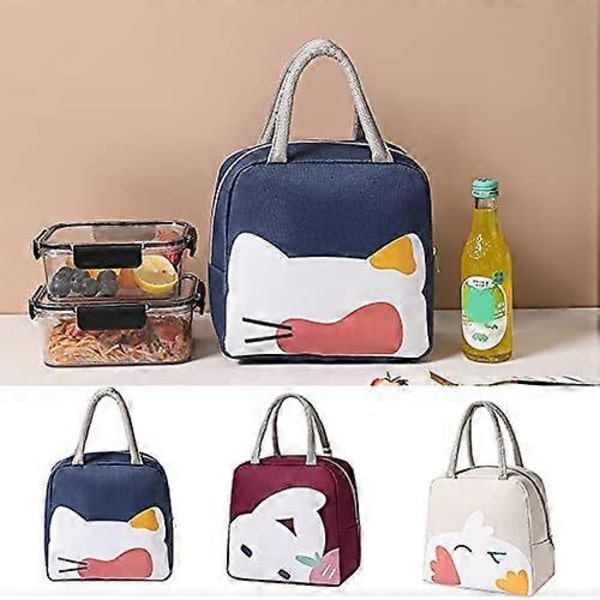 Canvas Tjock Folie Lunchväska, Isolerad Lunchväska, Söt Canvas Lunchväska, Cartoon Isolerad Väska för Kvinnor Män Barn Arbete Skola Camping Picknick