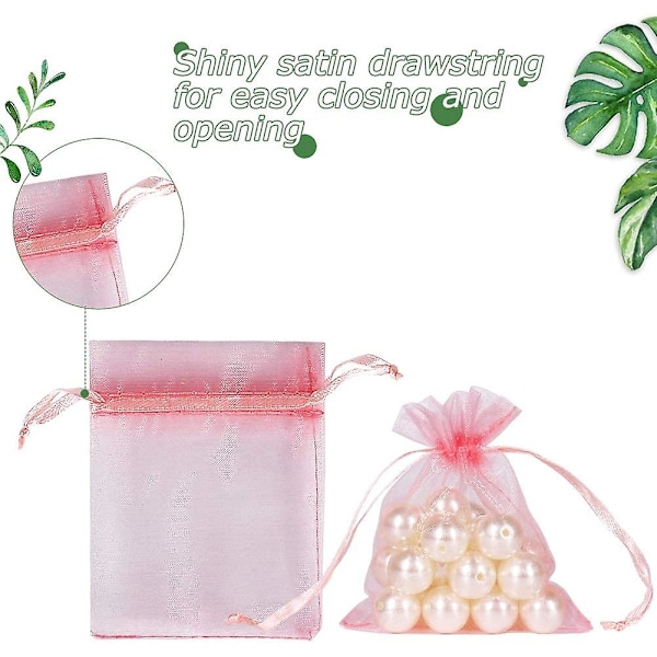 Blush Rosa Organza Vesker 3x4 Tommer 100stk, Mesh Gaveposer Smykkeposer