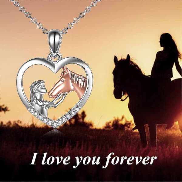 Hängsmycke med häst i sterling silver för flickor, hästpresent till kvinnor och flickor