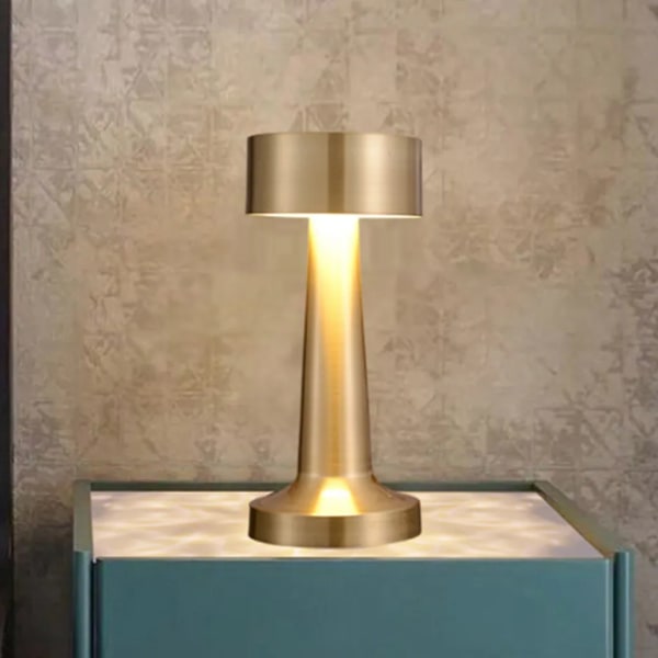 Trådlös metall 3 färger bordslampa, uppladdningsbar 1800mAh USB LED bordslampa för restaurang bar sovrum brons färg-B