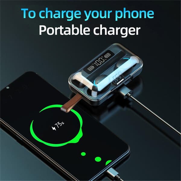 Mini Digital Display Touch-Control Trådlösa Bluetooth 5.0 Hi-Fi TWS-Hörlurar Öronproppar IPX6