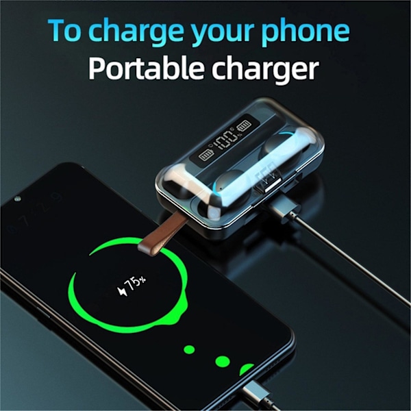 Mini Digital Display Touch-Control Trådløse Bluetooth 5.0 Hi-Fi TWS-Hodetelefoner Ørepropper IPX6