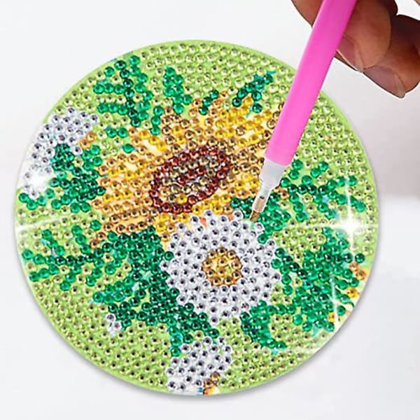 Dww-Diamond Broderi Under Glass DIY Coaster Diamond Maleri Under Cup Tre Anti-Slip Diamond Maleri Under Glass Cup Mat