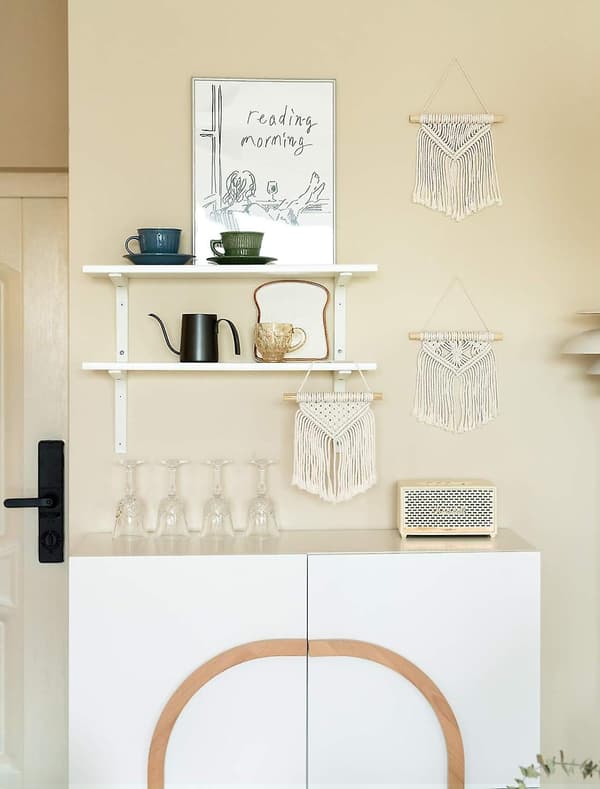 Mini Macrame Seinävaate 3 söpöä Macrame Lomakoristetta Boho Art Kudottu Dekor