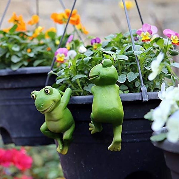 Super idésett med 3 søte hengende frosker Mini damdekorasjonssett for damskål Mini dam Terrasse dam Zinkskål Plantebolle Hagebalkong Terrasse dam