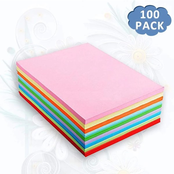 100 ark färgat A4 färgat papper, en set med 10 färger, färgat papper  80g/kvm, för gör-det-själv hantverk, skrivare, färgkopieringspapper d80a |  Fyndiq