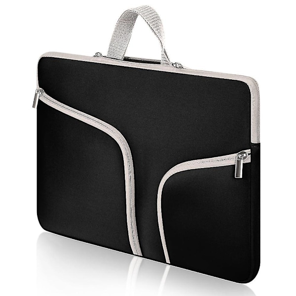 Vandtæt Laptop Sleeve Case Taske 13x9.1 Tommer Lynlås Lomme Til Macbook Samsung Chromebook Hp Acer Lenovo-sort