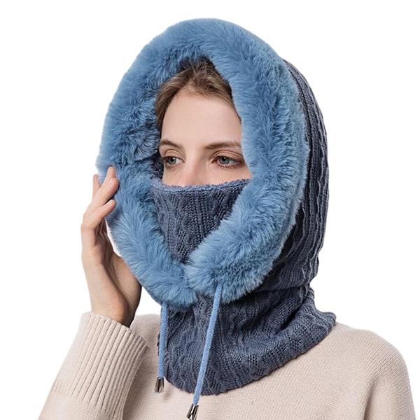 Vinter utomhus ridning huvudbonader kall-proof skidmössa varm halsduk mask en-delad kall-proof huvudbonader (marinblå)