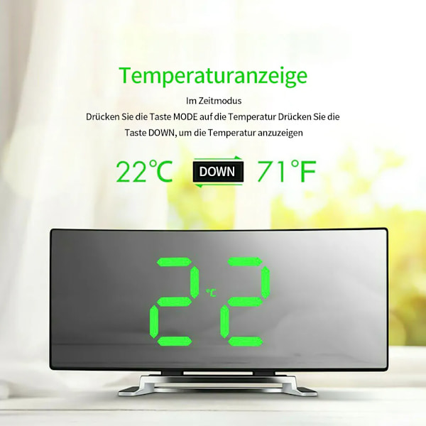 Väggklocka LED digital väckarklocka, snooze, LED-display, väckarklocka, bordsklocka, visningstid på stor skärm