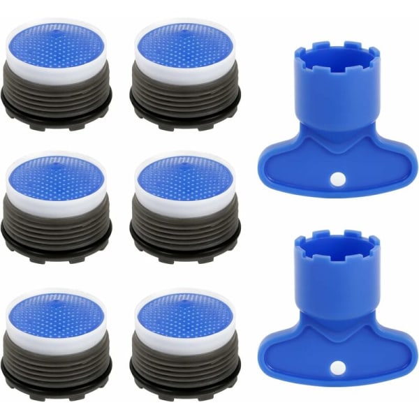 6 delar kran bubblare, kran sil insats kran filter kran tillsats med 2 luftare nycklar för kök, badrum, badrum