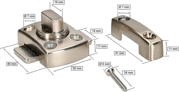 Sizename Wc Dörrlås - Nickel - 40 X 40mm
