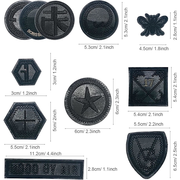 Dww-20 st broderade strykmärken, svarta emblem broderade lappar applikationer lappar sy strykmärken dekaler för T