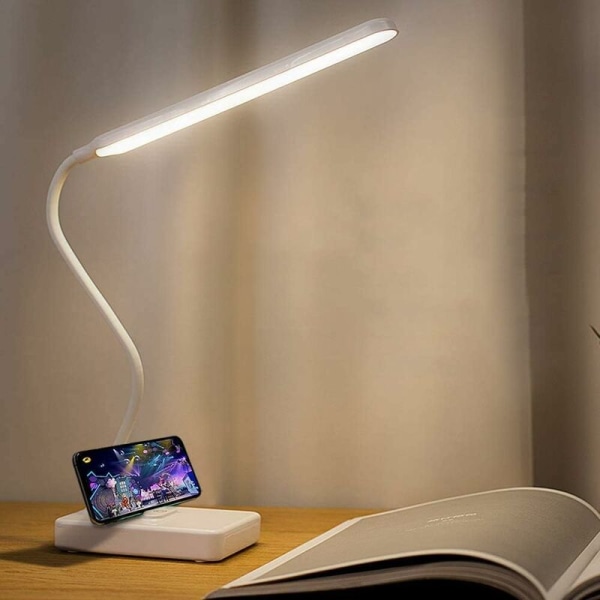 Uppladdningsbar USB trådlös LED-bordslampa, pekdimbar 3 färglägen, läslampa vid sängkant för barnrum, ladacèe