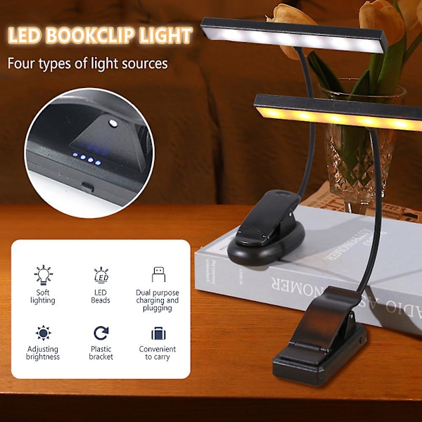 Led Øjenbeskyttelse Skrivebordslampe Touch Dæmpning Læsning Nattelys Clip-on Fleksibel Sengelampe（2327a）