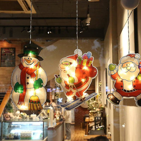 Jultomte Sugrör Led-lampor Fönster Sugrör Lampa Fe Sträng Ljus Fönster Dekoration Hangi
