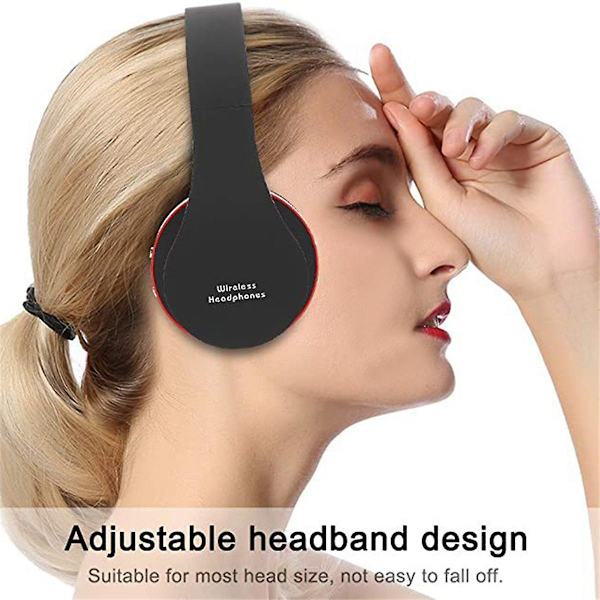 Foldbar trådløs Bluetooth-hodetelefoner Audio Gaming Headset Trådløs hodetelefon med mikrofon for telefon datamaskin(Svart)（Svart）