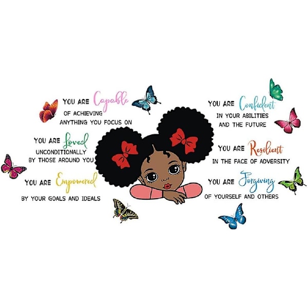 Black Girl Magic Väggdekal Fjäril Inspirerande Citat Väggdekor För Barn Sovrum Flickrum Lekrum