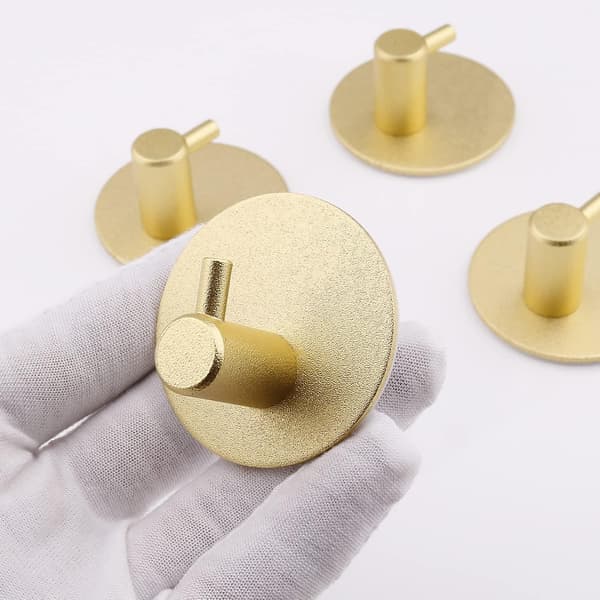 Kylpyhuonekoukut Itsekiinnittyvät kultaiset - 4 kpl pyyhekoukut seinäkoukut vaatekoukut kiinnitettäväksi vahvat 4,5*4,5*2,5cm