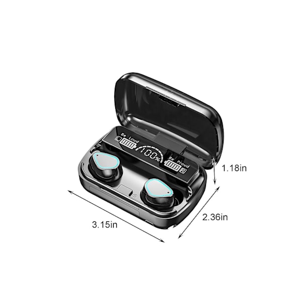 Digitalt display med stor kapacitet Bluetooth 5.2 trådløst headset-S sports in-ear intelligent støjreduktion headset med LED-lommelygte