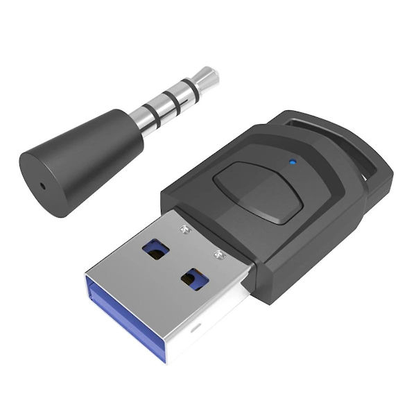Trådløs spilllydadaptermottaker for spillkonsollhodesett Bluetooth 5.0 lydtransmitter（svart）