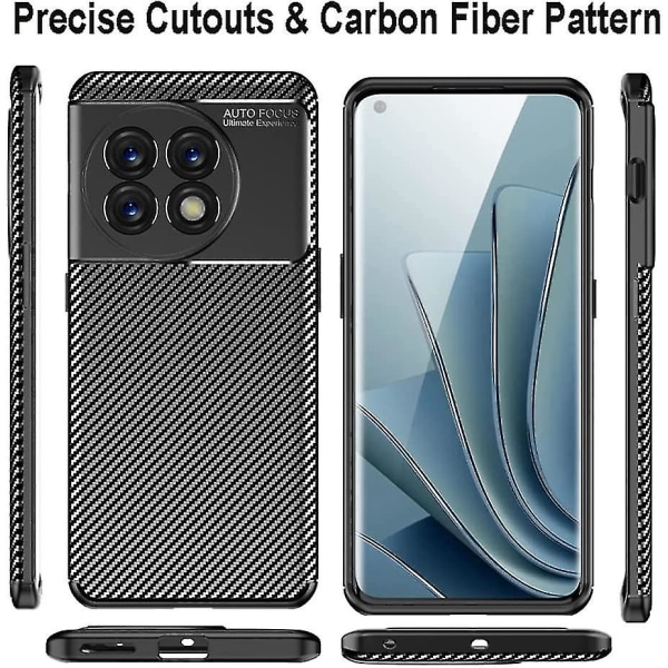 Case i kolfibermönster, kompatibel med OnePlus 11, mjukt Tpu- phone case mot fingeravtryck mot fingeravtryck