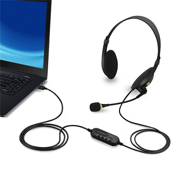 USB-kabelanslutet headset med brusreducerande mikrofon In-Control Business Comfort-hörlurar för chattprogramvara（Som visas）