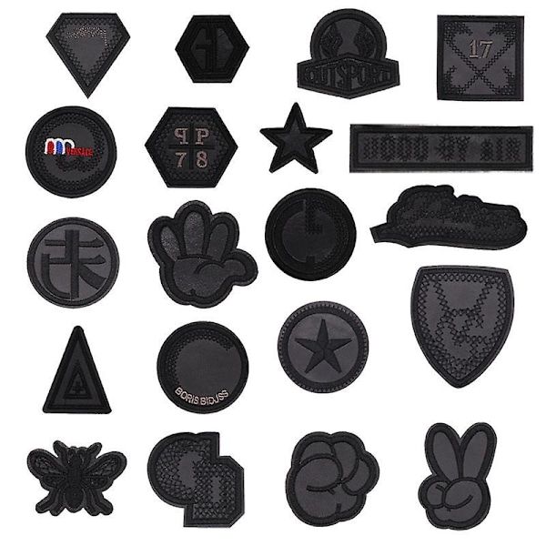 Dww-20 stk. broderi stryge-på patch, sort badge broderi patch applikationer patches sy stryge-på transfers dekaler til T