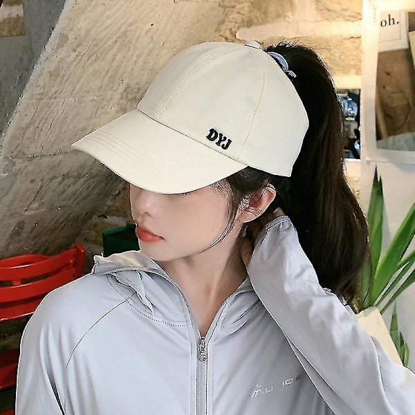 Onytail Baseballkeps för kvinnor och flickor - Sommarsportskeps, Fashion Casual enfärgad solhatt med hästsvanshål（Vinfärgad）