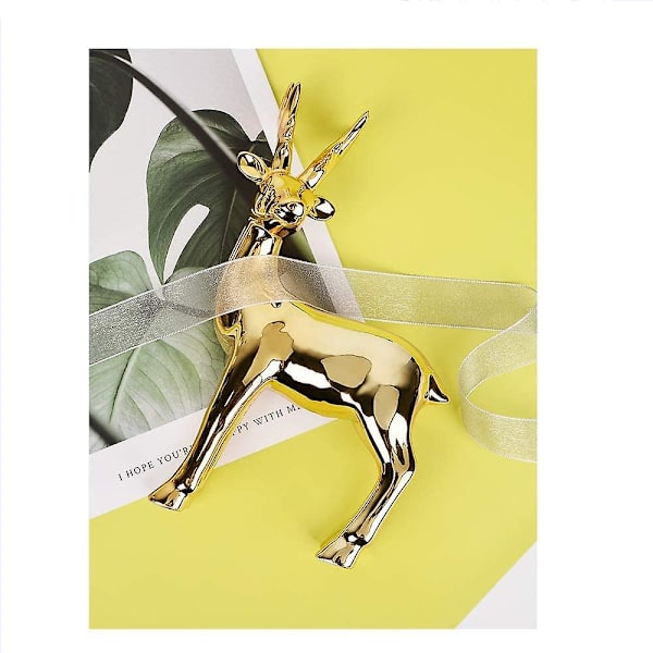 Hjortfigur Hjort Galvanisering Modern Polerad Guld Hjort Staty Skulptur