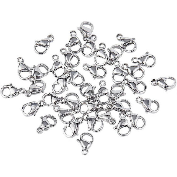 100 st Hummerklämmor Klass A 304 Rostfritt Stål Smycken Hummerklämma Fäste Krokar för Halsband Armband Smyckestillverkning, 9x5mm