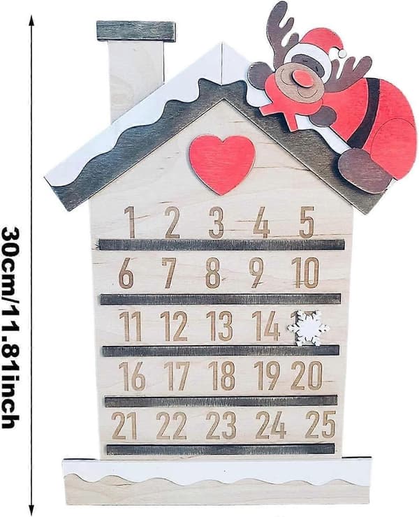 Julnedräkningskylt, Träkalender, Festtillbehör för Köket-B