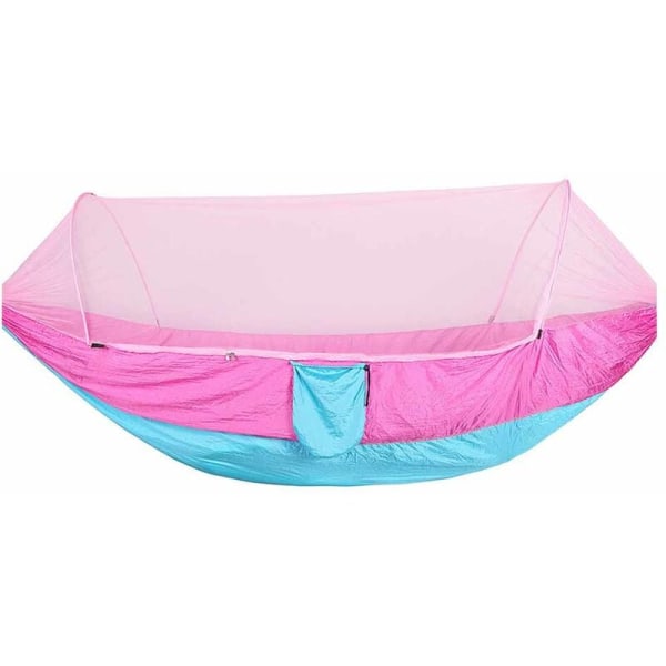Camping hængekøje med myggenet, udendørs rejsegynge Sovehængekøje til vandrere - Pink