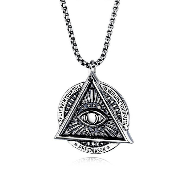 Vintage Herre Illuminati Frimurer All Seeing Eye Vedhæng Halskæde Rustfrit Stål Kæde Smykker