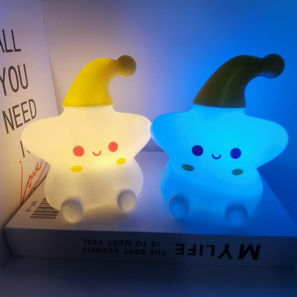 Stjernenattlys for barn LED, søt nattbordslampe soverom