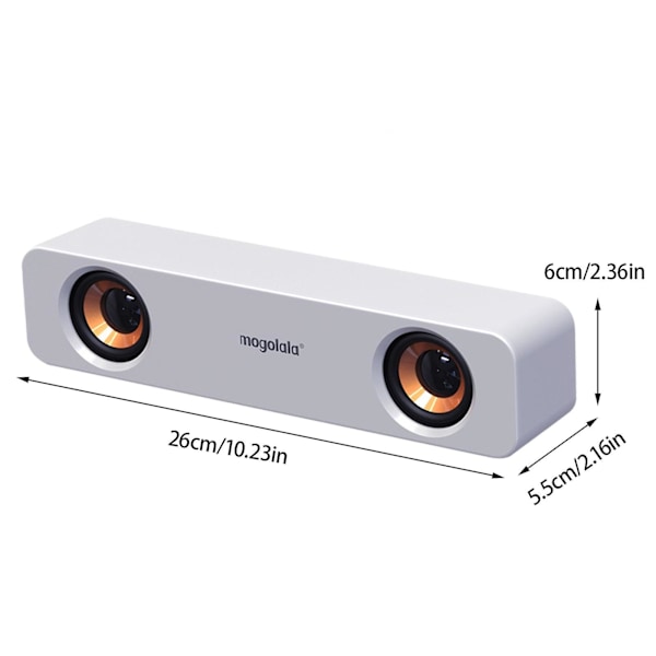 Surround Sound Bar Wired Computer Speakers Stereo Subwoofer Mini Speaker（Free Size，White）
