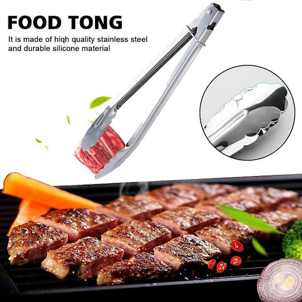 Lange rustfrie ståltænger køkkenbrød madlavning servering BBQ steak clip（9 in）