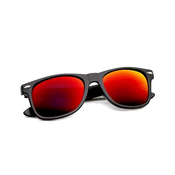 Retro Wayfarer Solbriller Sort Rød Spejl Linse Sort