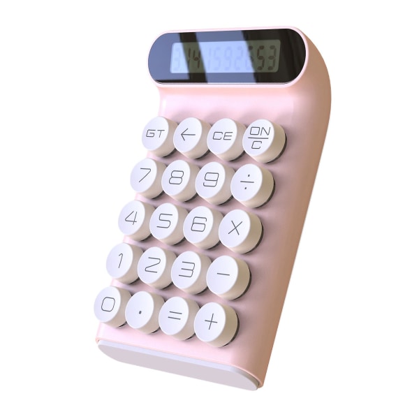 Mekanisk strömbrytarräknare, (rosa) bärbar för dagligt och grundläggande kontorsbruk, stor 10-siffrig LCD-skärm