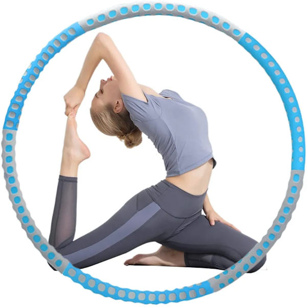 Hula Hoop, Rostfritt Stål 6 Sektioner Avtagbar Hula Hoop, Justerbar Vikt, Blå-Grå