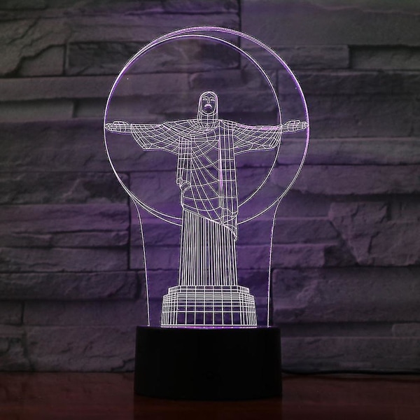 2024,Brazil Salvation Christ Statue 3d Led Night Light Bedroom Table Lamp Color Changing