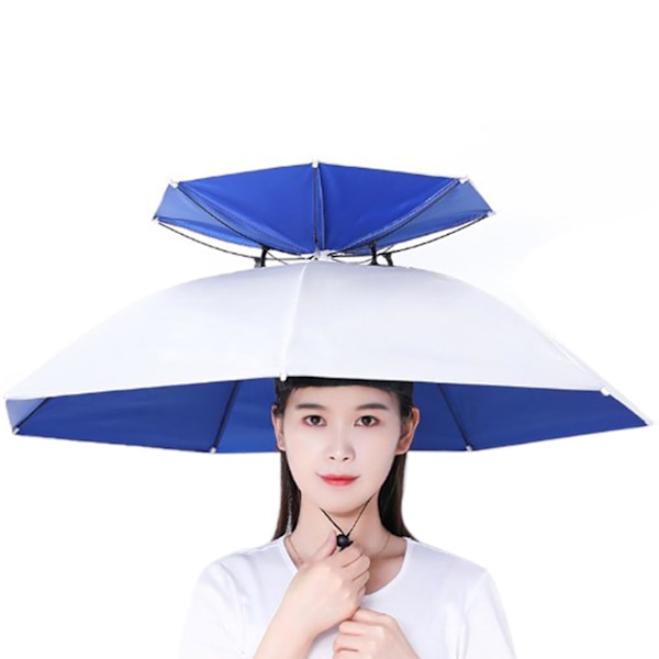 Double Rainy Umbrella Fishing Hats Silver - Sun Protection Anti-UV Rainproof