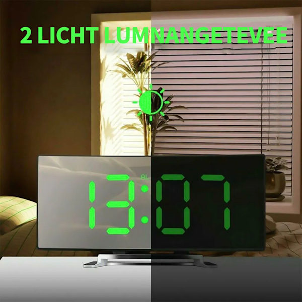Väggklocka LED digital väckarklocka, snooze, LED-display, väckarklocka, bordsklocka, visningstid på stor skärm