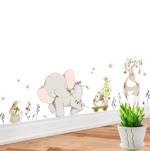 Elefant rådjur blommor väggdekal Väggdekoration för vardagsrum Sovrum