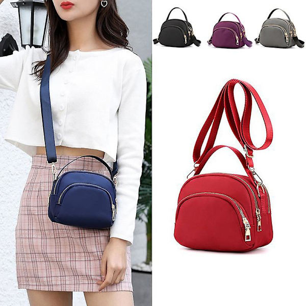 Olkalaukku Polyester Crossbody Bag Messenger Mini Kapasiteetti Vedenpitävä Laukku Kangaskäsilaukku（punainen）