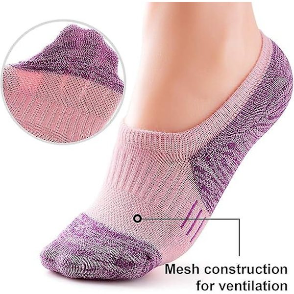 Damstrumpor No Show Athletic Ankle Socks Cushioned Running Low Cut 5 Par/Storlek:5-8/Färg: Flerfärgad 1