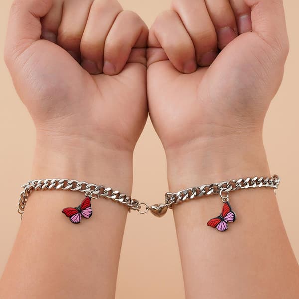 Til sommerfugle-armbånd til kvinder i rustfrit stål håndledskæde minimalistiske smykker（gul）