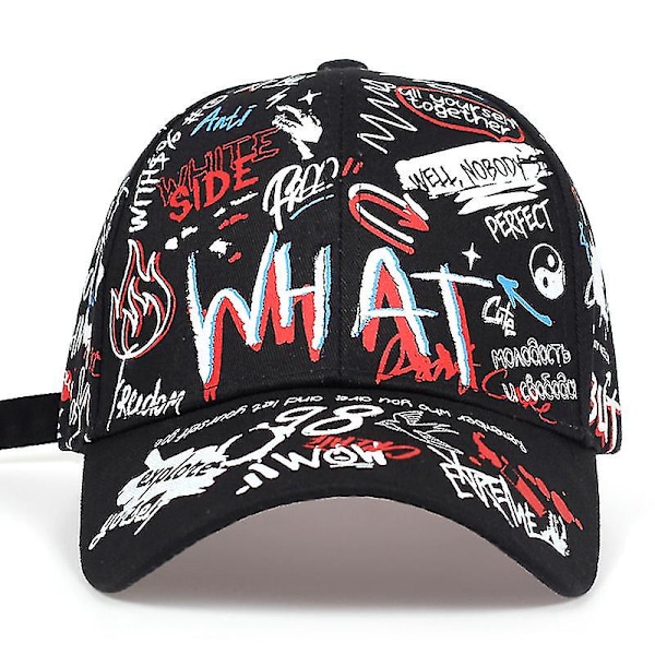 Graffiti Hiphop Hipster Baseball Cap Cool Style Baseball Cap Moniväri Valinnainen（Valkoinen）