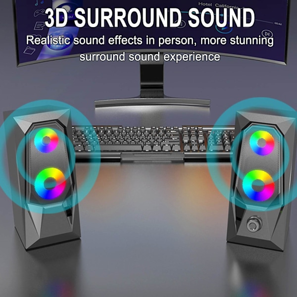 Datamaskinhøyttalere Luminous Led Desktop Computer Audio Mini Laptop Paired Speaker Multimedia Audio Clearance